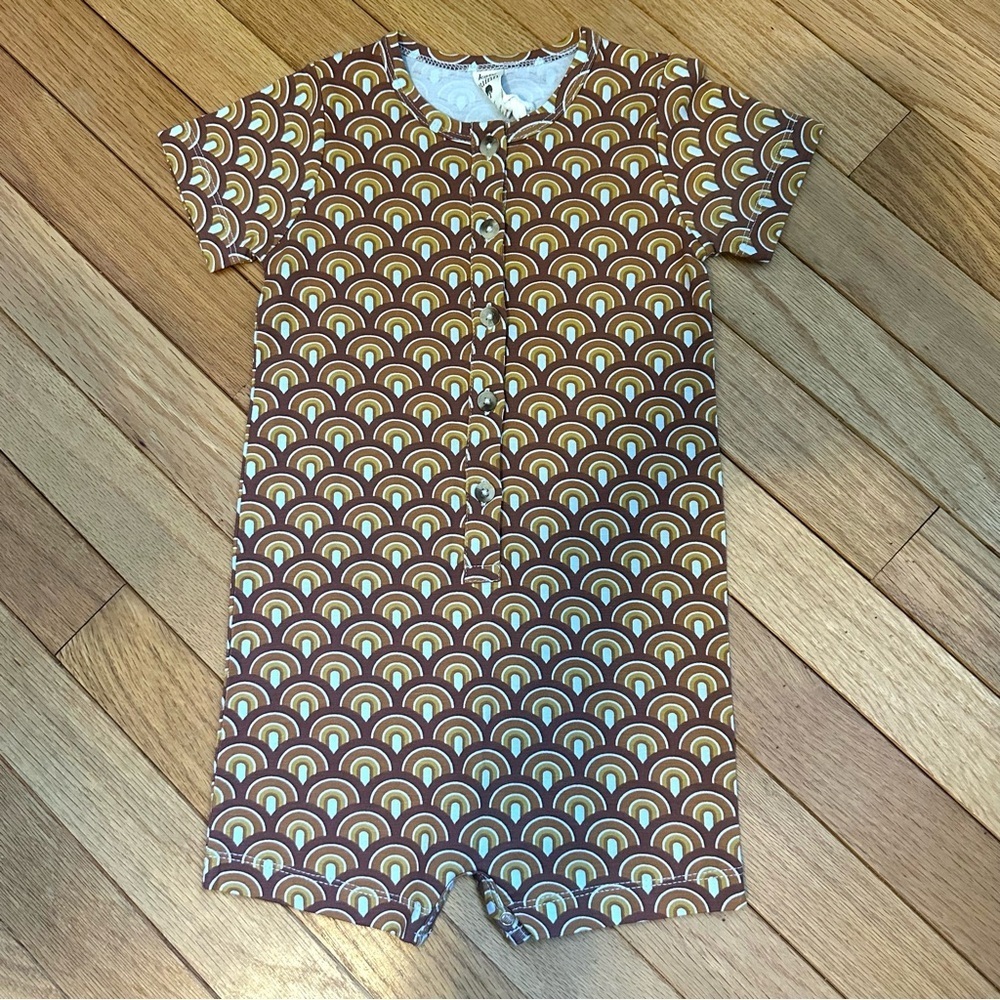 Kate Quinn Rainbow Print Bamboo Union Suit Romper 2T New